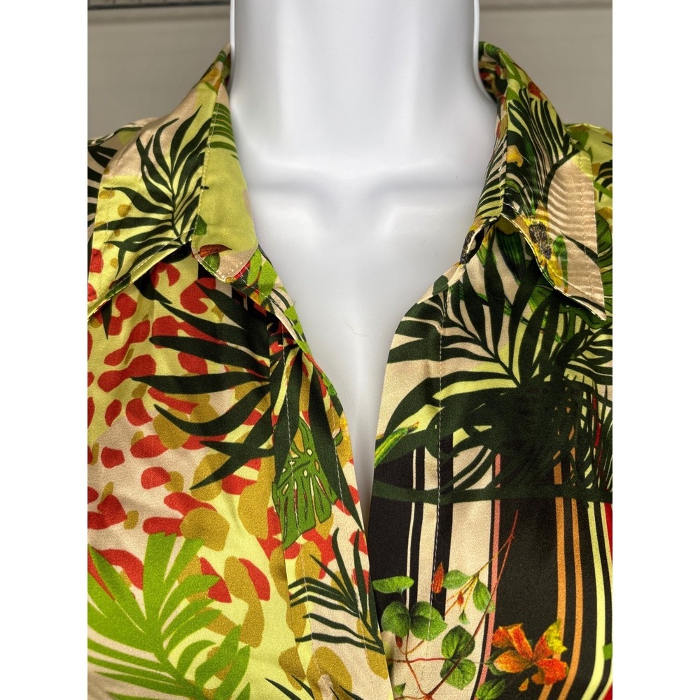 L'AGENCE Womens Floral Tropical 100% Silk‎ Button Down Shirt XS Excellent Resort - Picture 4 of 11